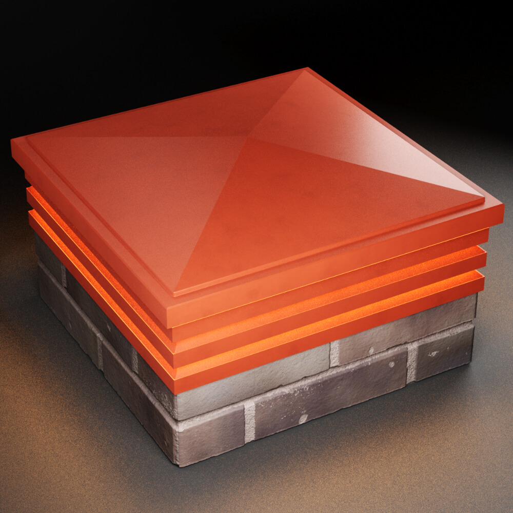 Колпак Zking Бона ХайТек Красный на столб 2х2 кирпича (513х513мм) с подсветкой в Ташкенте фото