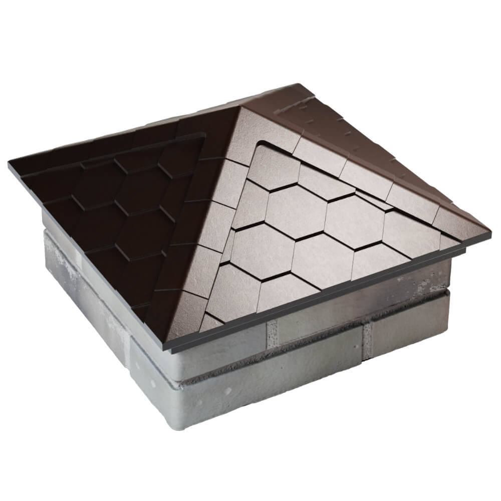 Колпак Zking Эверест Коричневый на столб 1.5х1.5 кирпича (390х390мм) в Ташкенте фото