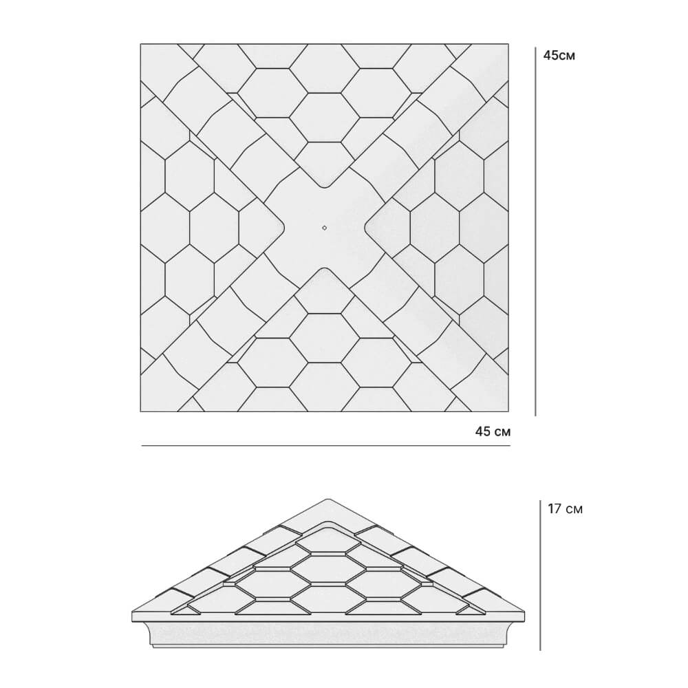 Колпак Zking Эверест Серый на столб 1.5х1.5 кирпича (390х390мм) в Ташкенте фото