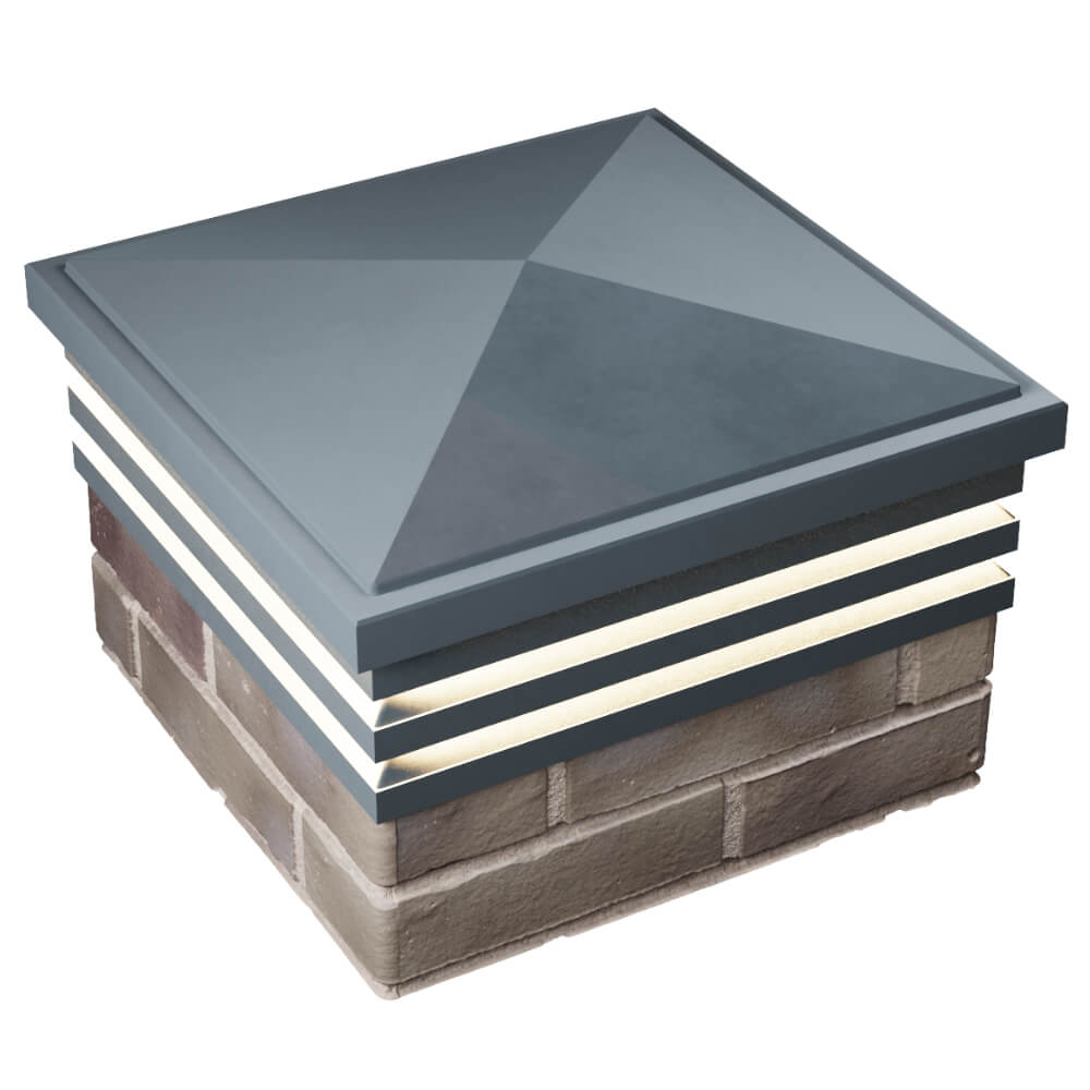 Колпак Zking Бона ХайТек Серый на столб 1.5х1.5 кирпича (385х385мм) с подсветкой в Ташкенте фото