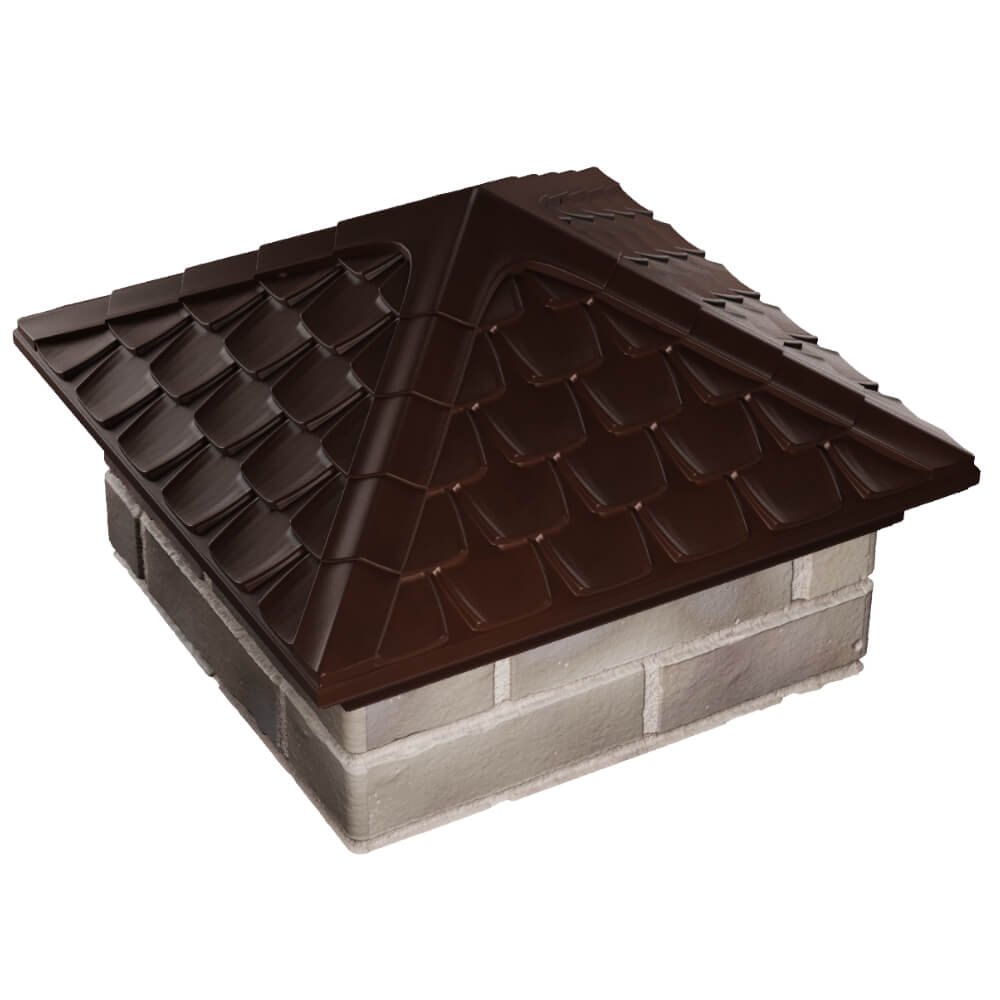 Колпак Zking Эльбрус Коричневый на столб 1.5х1.5 кирпича (385х385мм) в Ташкенте фото