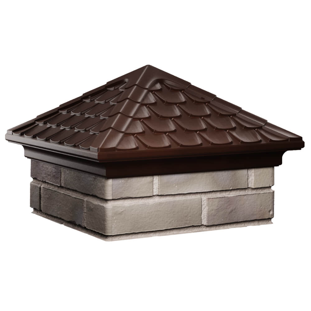 Колпак Zking Эльбрус Коричневый на столб 1.5х1.5 кирпича (385х385мм) в Ташкенте фото