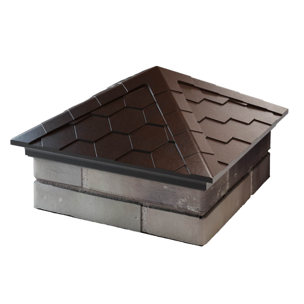 Колпак Zking Эверест Коричневый на столб 1.5х1.5 кирпича (390х390мм) в Ташкенте фото