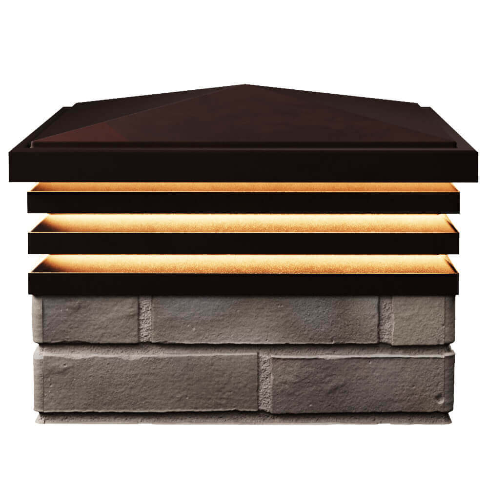 Колпак Zking Бона ХайТек Коричневый на столб 1.5х1.5 кирпича (385х385мм) с подсветкой в Ташкенте фото